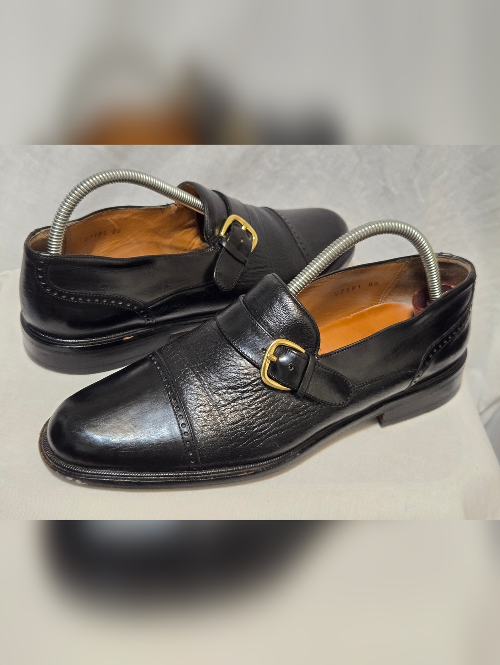 Mezlan VIENNA Mens Loafers Slip On Sz 9M Monk Strap Cap Toe Black